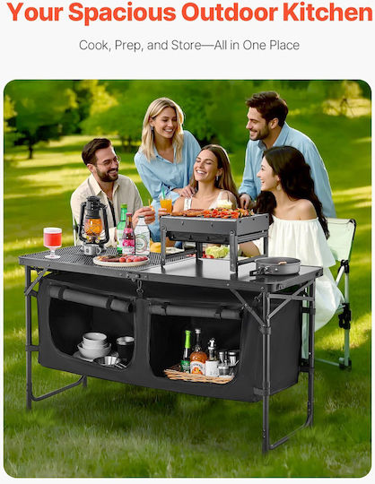 Vevor Tabelle Aluminium für Camping Klappbar Schwarz