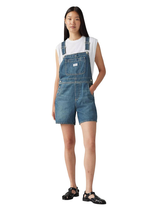 Vintage Shortall Damen Ärmelloses Olosomo Shorts Dunkel Indigo Blau