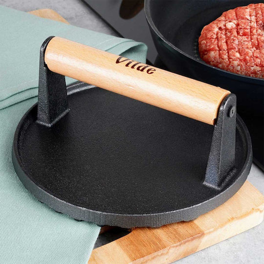 Vilde Cast Line Burger Press Cast Iron Πρέσα για Μπιφτέκια από Μαντέμι 17.5cm