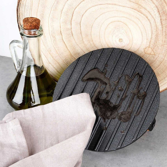 Vilde Cast Line Burger Press Cast Iron Πρέσα για Μπιφτέκια από Μαντέμι 17.5cm