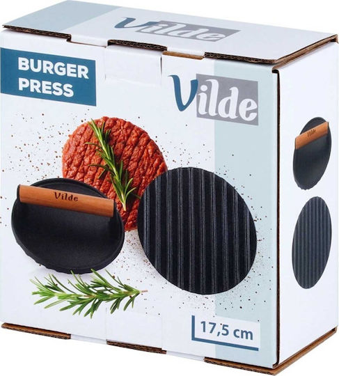 Vilde Cast Line Burger Press Cast Iron Πρέσα για Μπιφτέκια από Μαντέμι 17.5cm