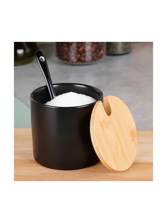 Black Ceramic Sugar Bowl Spoon 139681