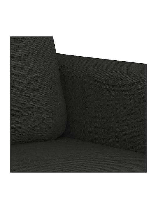 Living Room Furniture Set 2-Seater & 2-Seater & Stool Black