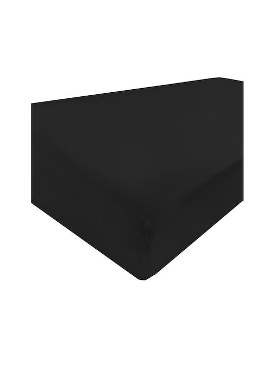Matex Чаршаф Единично с Ластик 90x200+25см. Черно