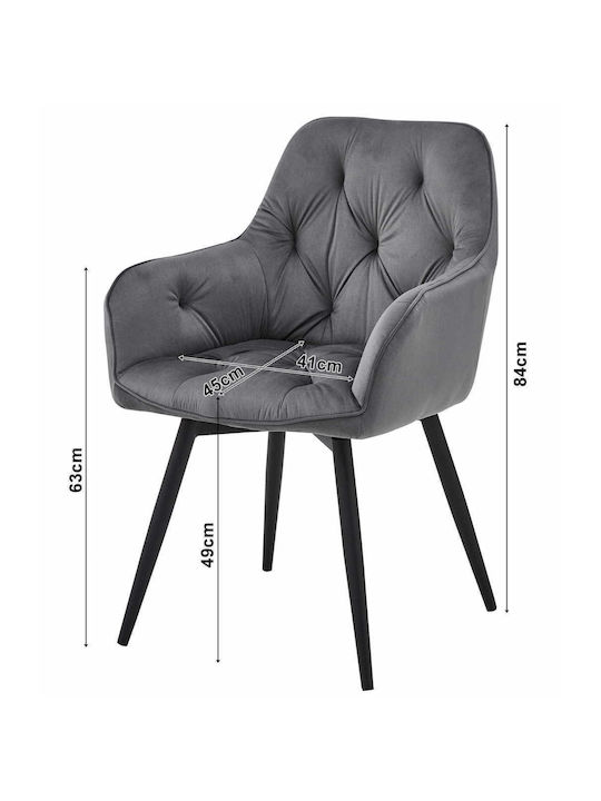 Kitchen Velvet Chair Silver-gray 66x58x51cm 2pcs