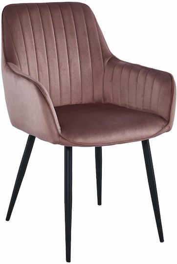 Armchairs Dining Room Solden 85x55x58cm 2pcs Pink Velvet / Black
