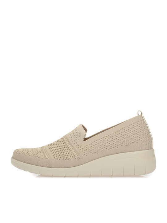 Stoff Anatomisch Damen Slip-Ons Beige