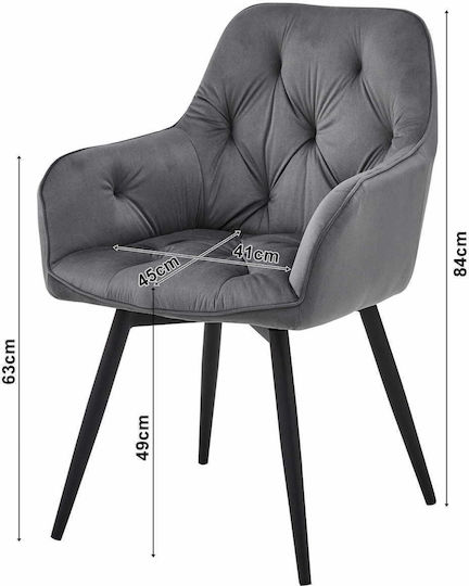 Jork360 Dining Room Velvet Chair Silver-gray 60x50x50cm