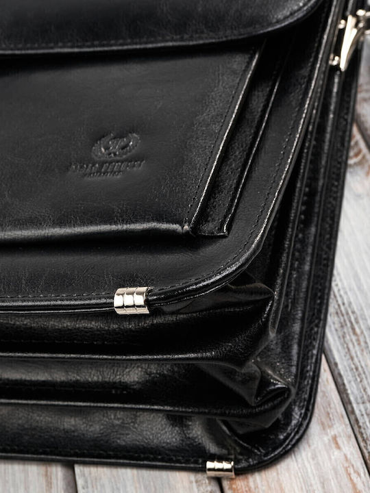 Leder Herrentasche Geldbörse Schwarz