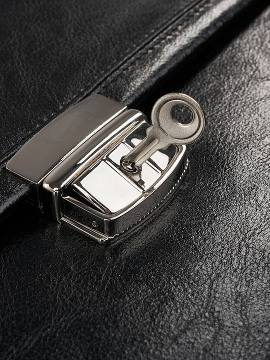 Leder Herrentasche Geldbörse Schwarz