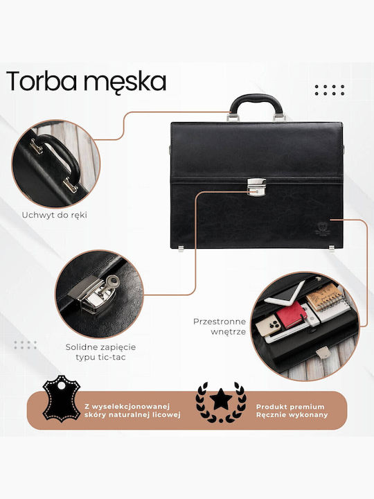 Leder Herrentasche Geldbörse Schwarz