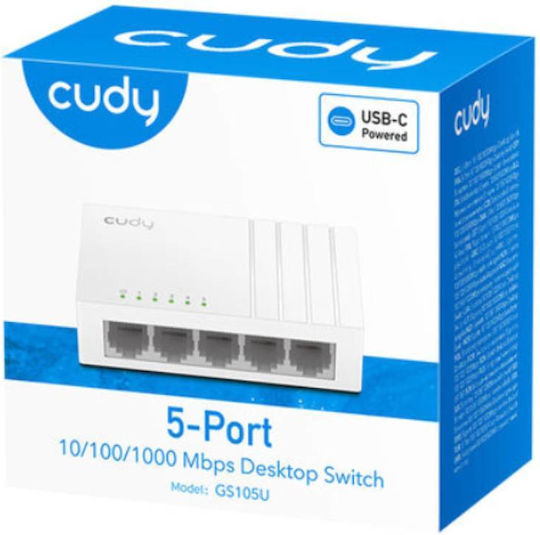 Cudy GS105U v1 Unmanaged L2 Switch με 5 Θύρες Gigabit (1Gbps) Ethernet