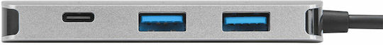 Targus USB Хъб 4 Порта USB 3.1 с USB-C Връзка Сребрист