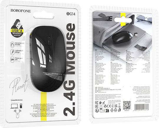 Borofone BG14 Planet Kabellos Maus Schwarz