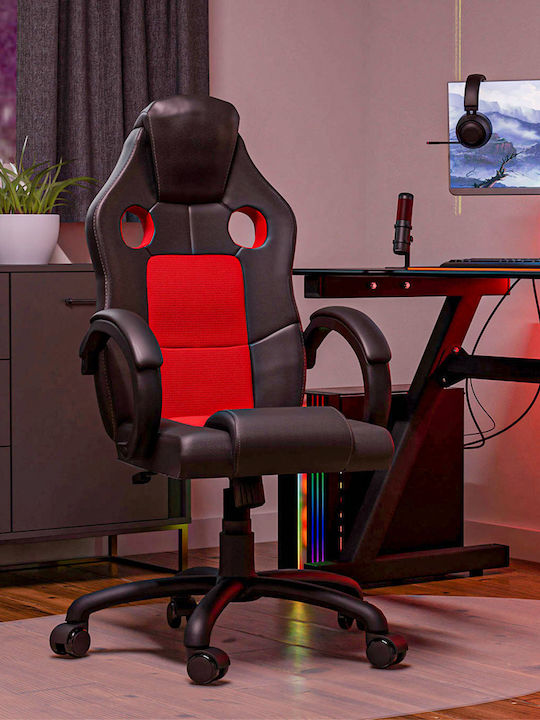 Topeshop Enzo Καρέκλα Gaming Δερματίνης Red - Black