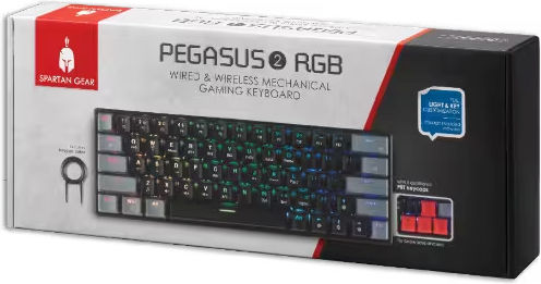 Spartan Gear Pegasus 2 Ασύρματο Gaming Μηχανικό Πληκτρολόγιο 65% με RGB φωτισμό (Αγγλικό US) Black/Grey