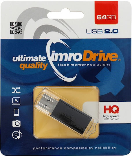 IMRO Black 64GB USB 2.0 Stick Μαύρο