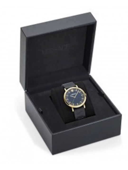 Versace Greca Slim Herrenuhr Batterie mit Schwarz Kautschukarmband