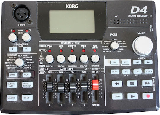 Korg D4 Mehrkanalig Digitaler Tragbarer Rekorder Strom zur Aufnahme auf Speicherkarte mit Aufnahmezeit von 72 Stunden