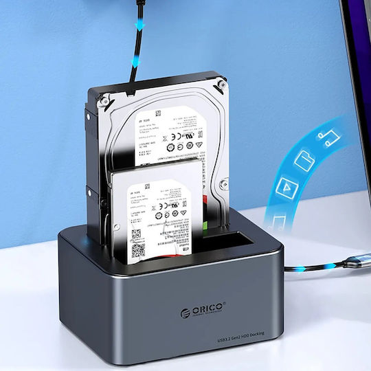Orico Dockingstation für 4 Festplatten SATA 2.5" / 3.5" mit USB-C / USB 3.2 Verbindung (ORICO-6646C3-C-EU-GY-BP-HU)