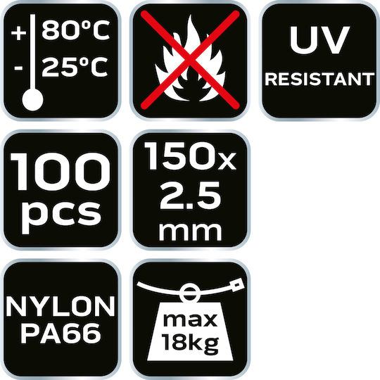 Neo Δεματικό Καλωδίων Πλαστικό 150mmx2.5mm σε Λευκό χρώμα (1τμχ)