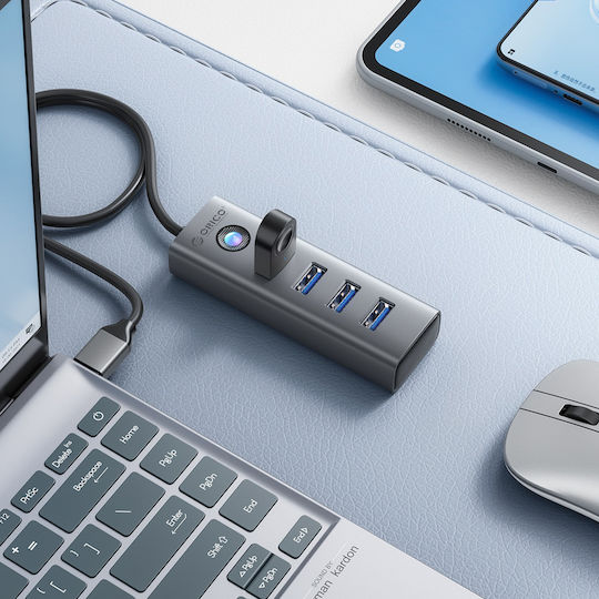 Orico Hub 4 Θυρών USB 3.0 με σύνδεση USB-A Γκρι