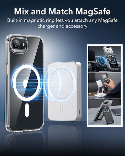 ESR ESR Classic Hybrid Halolock Umschlag Rückseite Silikon 0.7mm Transparent (iPhone 17e / 16e)