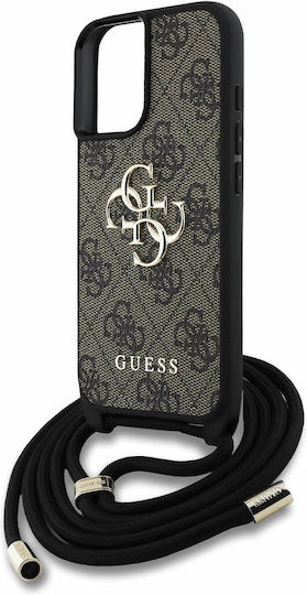 Guess Logo Umschlag Rückseite Synthetisches Leder mit Band Braun (iPhone 16)