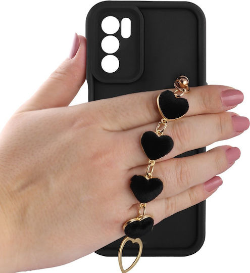 Volte-Tel Hearts Strap Back Cover Silicon cu Curea Negru (Galaxy A16)
