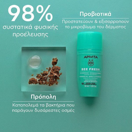 Apivita Bee Fresh Αποσμητικό 24h σε Roll-On Χωρίς Αλουμίνιο 2x50ml
