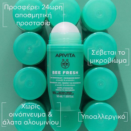 Apivita Bee Fresh Αποσμητικό 24h σε Roll-On Χωρίς Αλουμίνιο 2x50ml