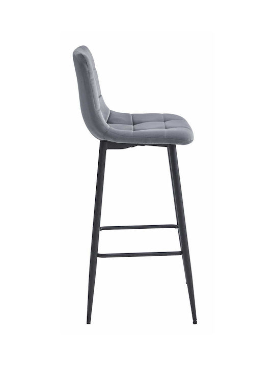 Табуретка Бар с гръбнак Облечено с кадифе Arceto Dark Gray 3бр 46x73x62бр