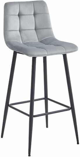 Scaune Bar cu spătar Tapițat cu Catifea Arceto Silver-gray 2buc 55x60x60buc