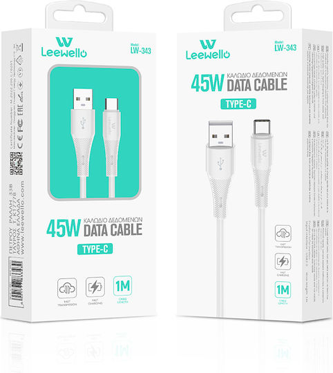 Leewello USB 2.0 Cable USB-C male - USB-A 45W White 1m