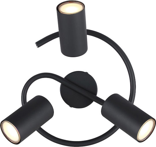 Globo Lighting Dreifach Decken- und Wandleuchte mit GU10 Lampenbirnensockel in Schwarz Farbe