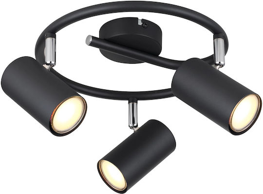 Globo Lighting Dreifach Decken- und Wandleuchte mit GU10 Lampenbirnensockel in Schwarz Farbe