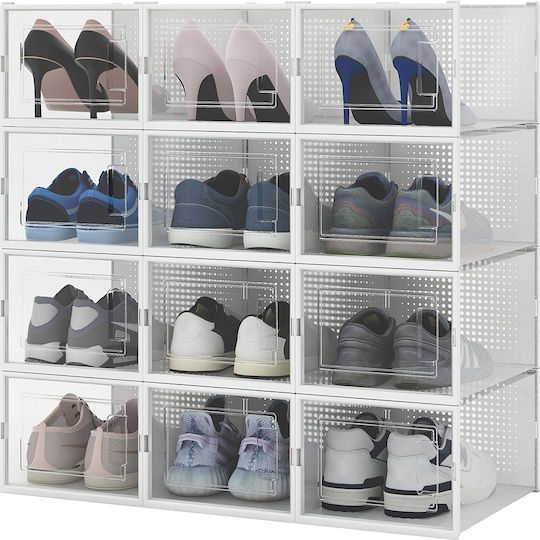 Bakaji Plastic Storage Box with Lid Transparent 35x25x19cm 12pcs
