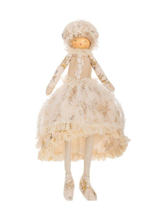 Beige Fabric Fairy Seasonal Dress 27.5x21x50cm Sitting
