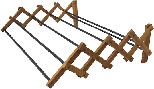 Sepio Folding Wall Clothes Drying Rack Wooden with Hanging Length 4.8m