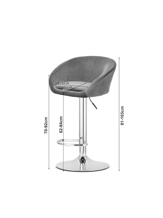 Stool Bar Upholstered with Velvet East Gray Black 2pcs 35x36x49cm