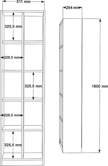 Βιβλιοθήκη Oteca Λευκή 51.1x25.4x180εκ.