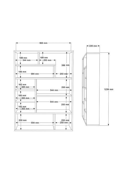 Bibliotecă Decora Natural-white 90x22x123.6cm