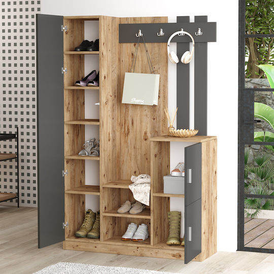 Saron Mobilier de Intrare cu Oglindă / Cuier & Dulap pentru Pantofi Natural anthracite 113x35x180cm