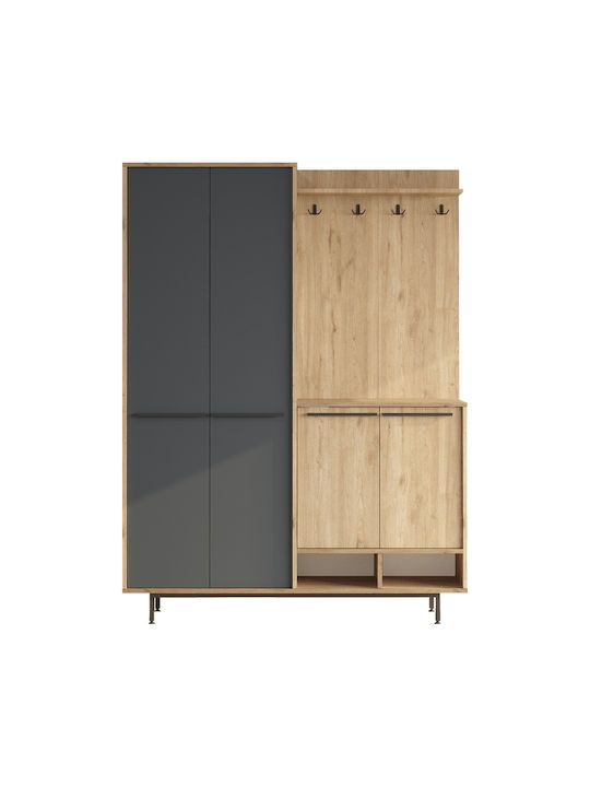 Cloat Entry Furniture with Hanger & Shoe Rack Natural-anthracite 147.4x35.5x195.6cm