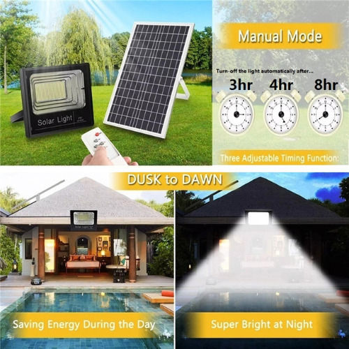 Foyu Στεγανός Ηλιακός Προβολέας LED 500W Ψυχρό Λευκό 6500K με Τηλεχειριστήριο IP67