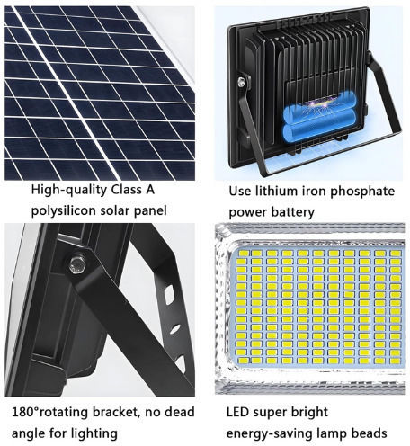 Foyu Στεγανός Ηλιακός Προβολέας LED 200W Ψυχρό Λευκό 6500K με Τηλεχειριστήριο IP67