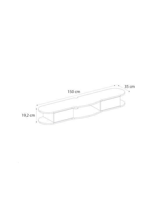 TV Stand Noland with LED Lighting Rota Oak L150xD35xH19.2cm