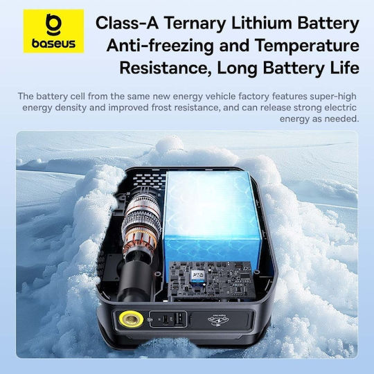 Baseus Super Energy Φορητός Εκκινητής Μπαταρίας Αυτοκινήτου & Μοτοσυκλέτας 3000mAh με Power Bank / Τρόμπα / Φακό 12V