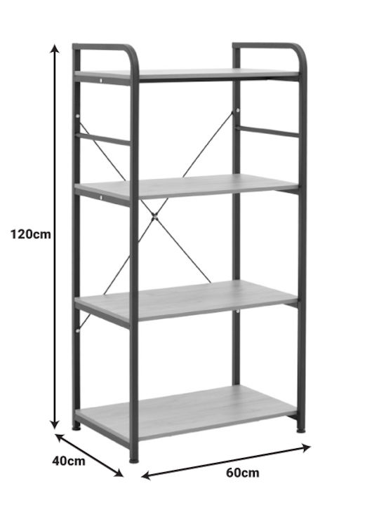 Pakketo Depo Floor Bathroom Shelf Metallic 60x40x120cm Black