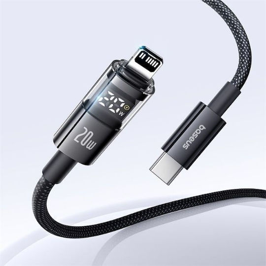 Baseus Display 2 Series Braided / LED USB-C to Lightning Cable 20W Black 2m (P10382703121-01)
